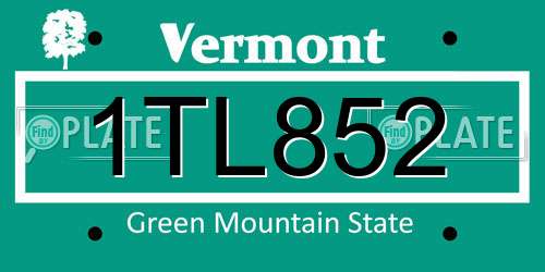 1TL852 Vermont License Plate
