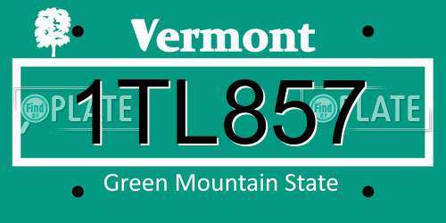 1TL857 Vermont License Plate