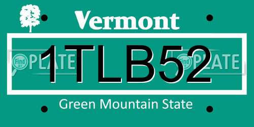 1TLB52 Vermont License Plate