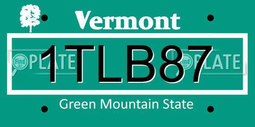 1TLB87 Vermont License Plate