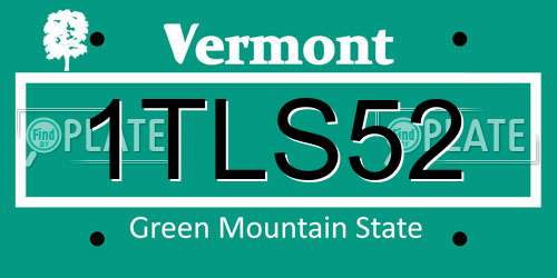 1TLS52 Vermont License Plate