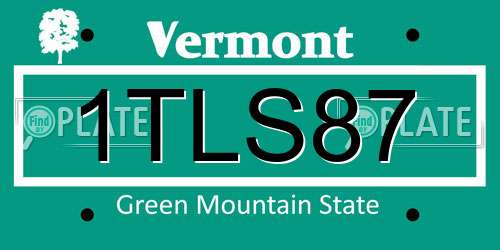 1TLS87 Vermont License Plate