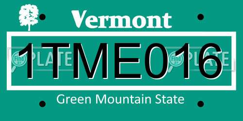 1TME016 Vermont License Plate
