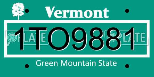 1TO9881 Vermont License Plate