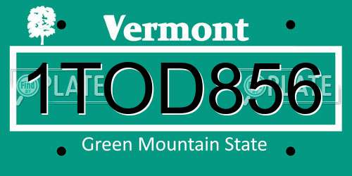 1TOD856 Vermont License Plate
