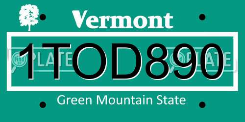 1TOD890 Vermont License Plate