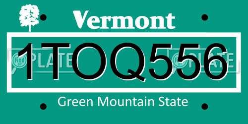 1TOQ556 Vermont License Plate