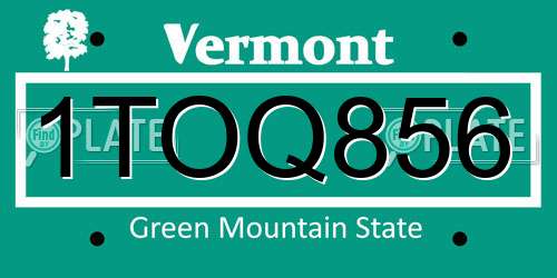 1TOQ856 Vermont License Plate