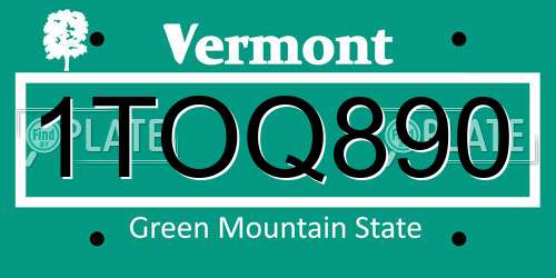 1TOQ890 Vermont License Plate