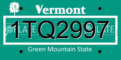 1TQ2997 Vermont License Plate