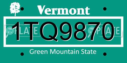 1TQ9870 Vermont License Plate