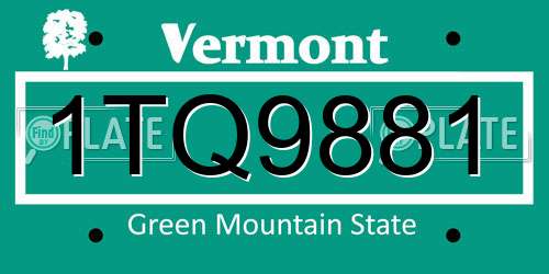 1TQ9881 Vermont License Plate