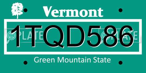 1TQD586 Vermont License Plate