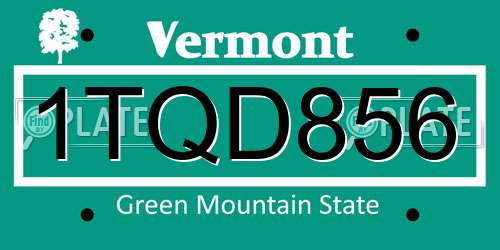 1TQD856 Vermont License Plate