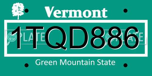 1TQD886 Vermont License Plate