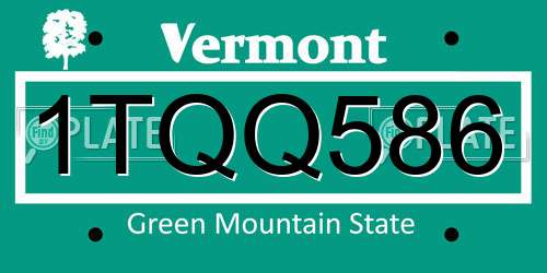 1TQQ586 Vermont License Plate