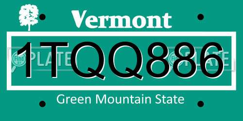 1TQQ886 Vermont License Plate