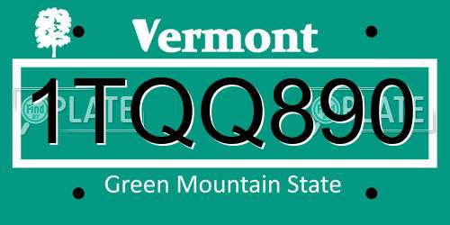 1TQQ890 Vermont License Plate