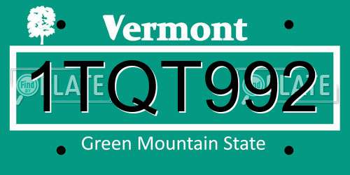 1TQT992 Vermont License Plate