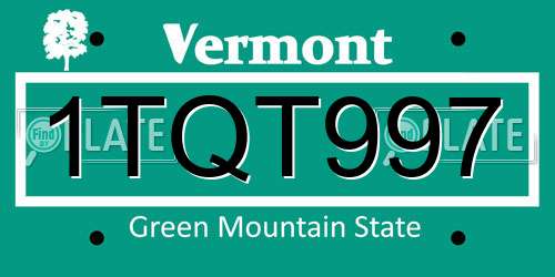 1TQT997 Vermont License Plate