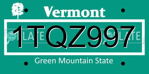 1TQZ997 Vermont License Plate