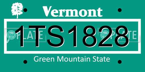 1TS1828 Vermont License Plate