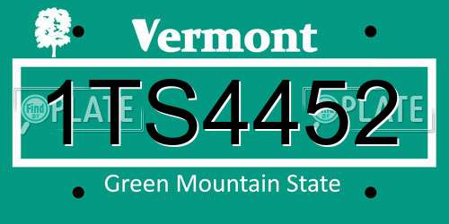 1TS4452 Vermont License Plate