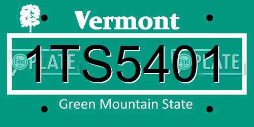 1TS5401 Vermont License Plate