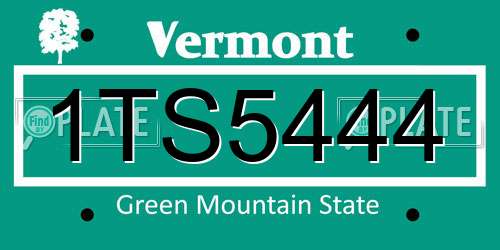 1TS5444 Vermont License Plate