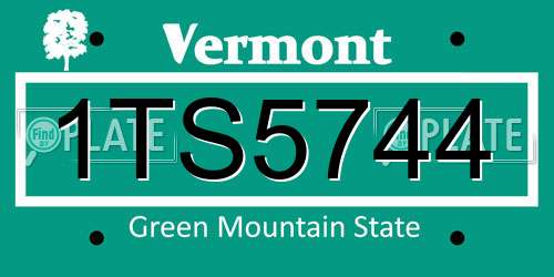 1TS5744 Vermont License Plate