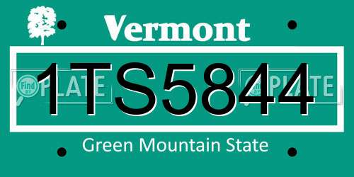 1TS5844 Vermont License Plate