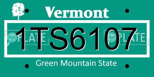 1TS6107 Vermont License Plate