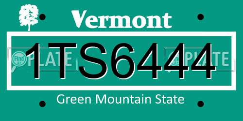 1TS6444 Vermont License Plate