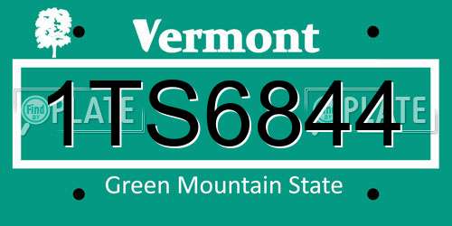 1TS6844 Vermont License Plate