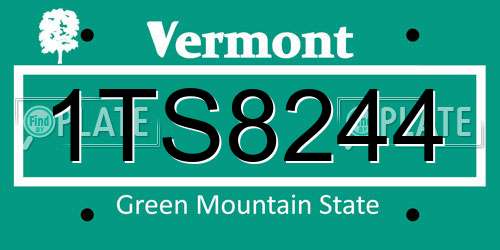 1TS8244 Vermont License Plate