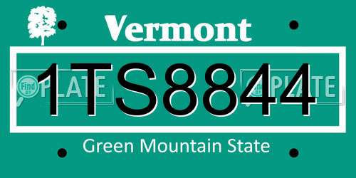 1TS8844 Vermont License Plate