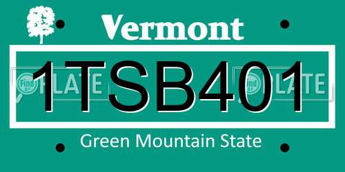 1TSB401 Vermont License Plate