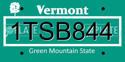 1TSB844 Vermont License Plate