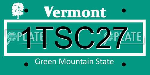 1TSC27 Vermont License Plate