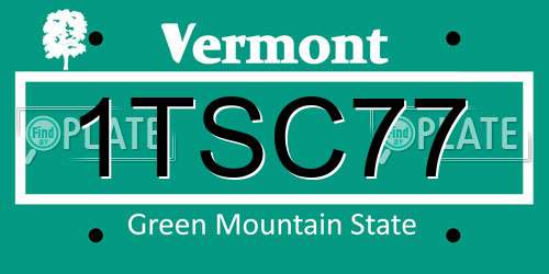 1TSC77 Vermont License Plate