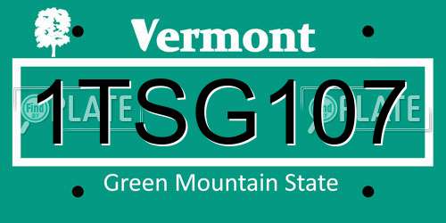 1TSG107 Vermont License Plate