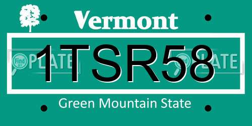 1TSR58 Vermont License Plate