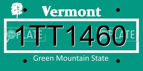 1TT1460 Vermont License Plate