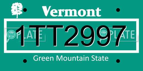 1TT2997 Vermont License Plate