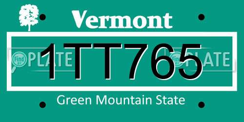 1TT765 Vermont License Plate