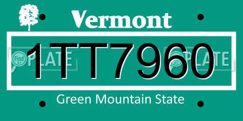 1TT7960 Vermont License Plate
