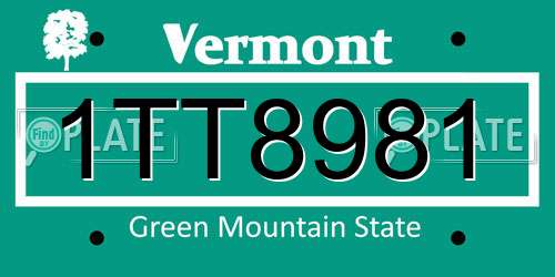 1TT8981 Vermont License Plate