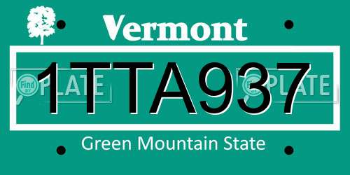 1TTA937 Vermont License Plate