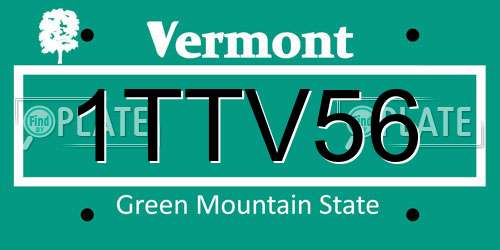 1TTV56 Vermont License Plate