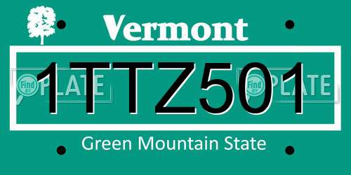 1TTZ501 Vermont License Plate